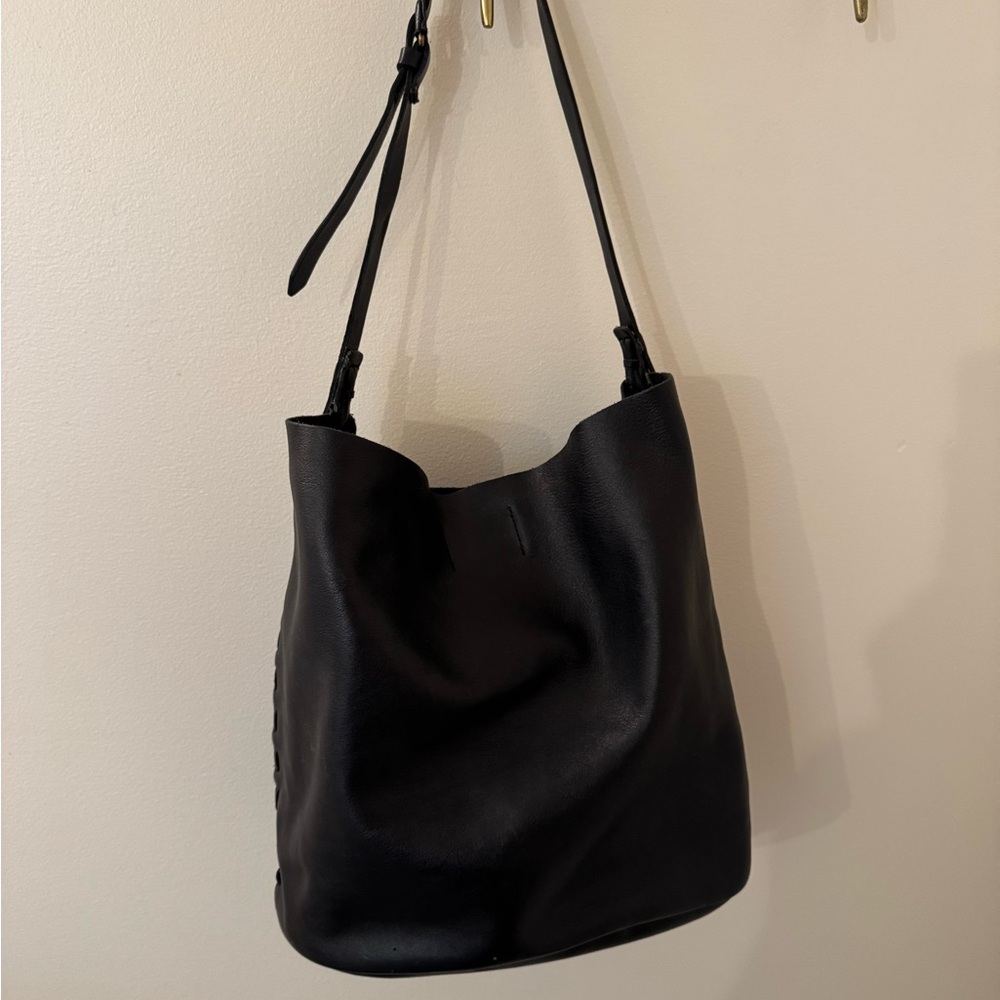 Madewell Sleek Black Leather Hobo Bag